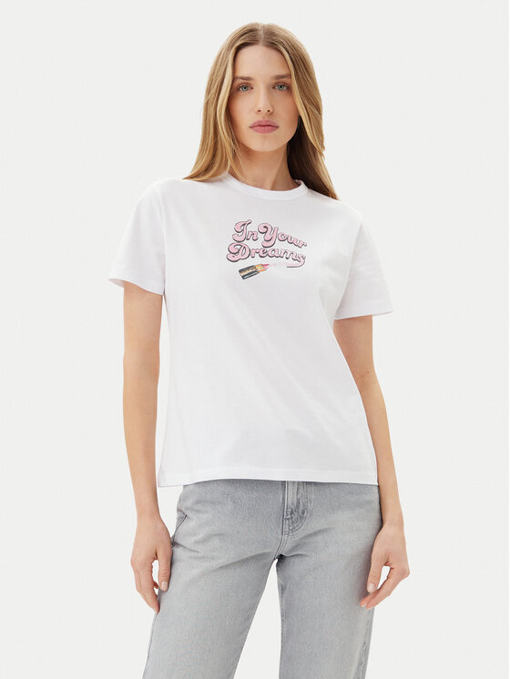 HUGO Тишърт Damacia_5 50540237 Бял Regular Fit цвят на ниска цена