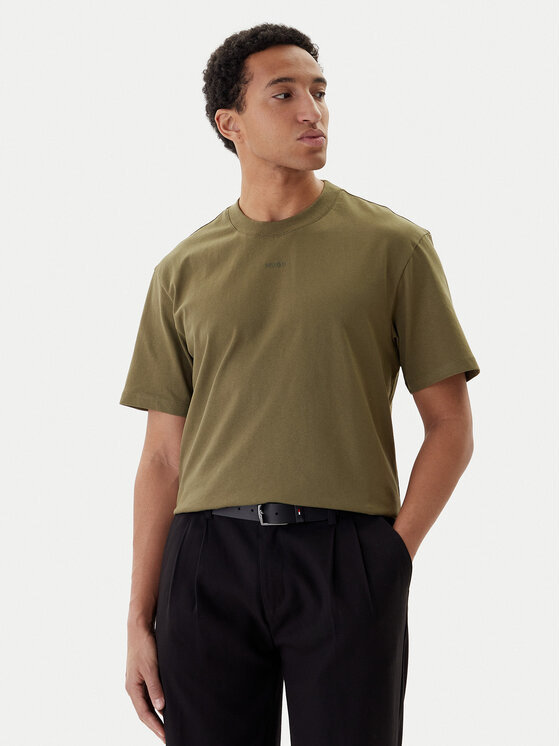 HUGO Тишърт Dapolino 50488330 Зелен Relaxed Fit цвят на ниска цена