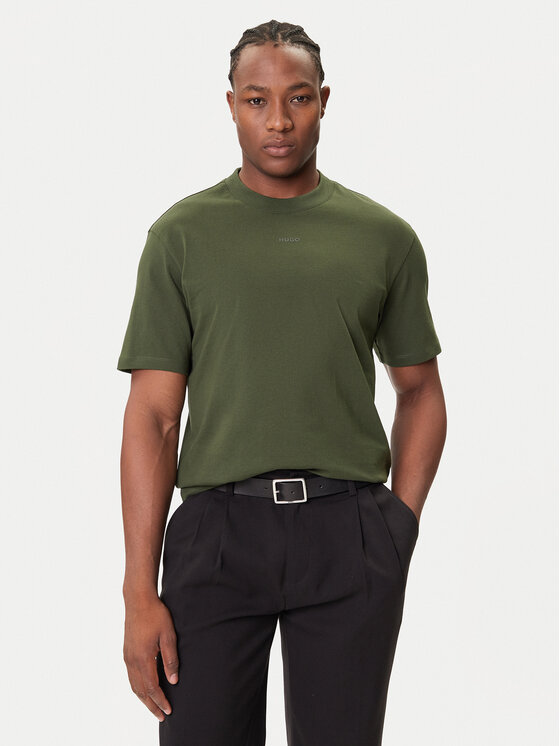 HUGO Тишърт Dapolino 50488330 Зелен Relaxed Fit цвят на ниска цена
