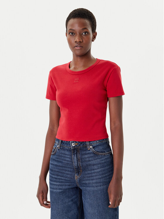 HUGO Тишърт Delanor 50512000 Червен Slim Fit цвят на ниска цена