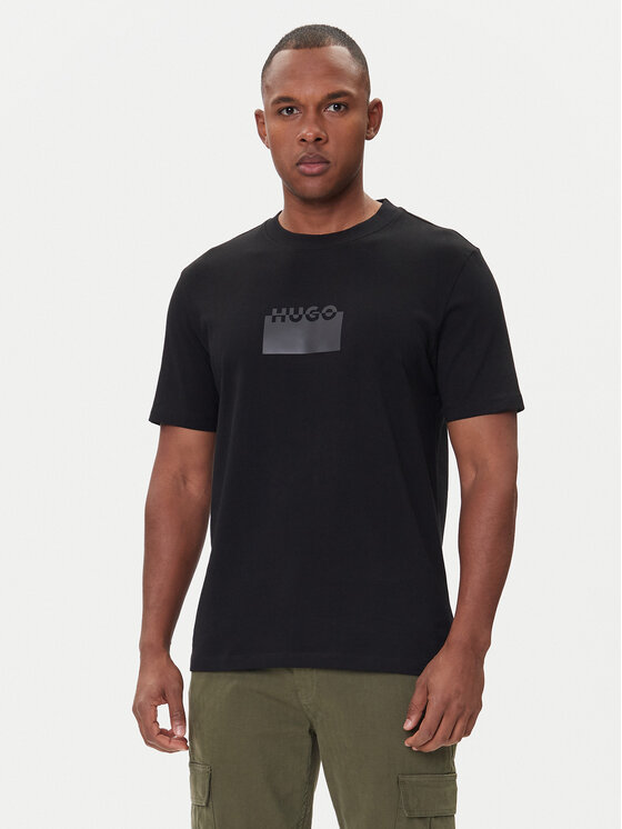 HUGO Тишърт Delastio 50546867 Черен Regular Fit цвят на ниска цена