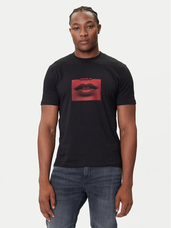 HUGO Тишърт Deterni 50544496 Черен Regular Fit цвят на ниска цена