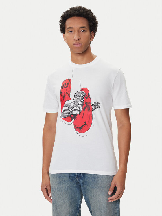 HUGO Тишърт Diboxer 50542560 Бял Regular Fit цвят на ниска цена