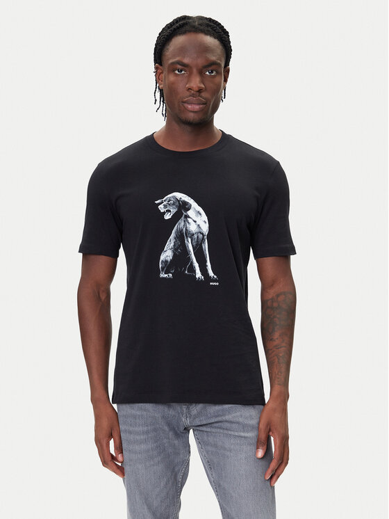 HUGO Тишърт Didug 50548557 Черен Regular Fit цвят на ниска цена