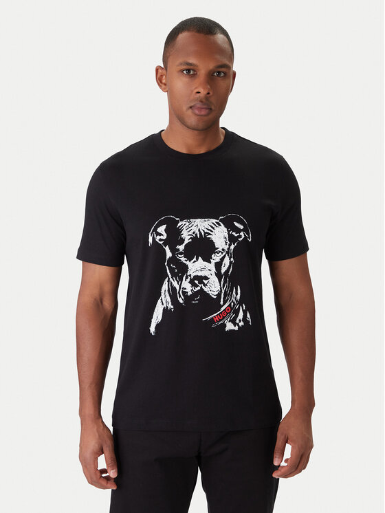 HUGO Тишърт Dubrox 50553779 Черен Regular Fit цвят на ниска цена