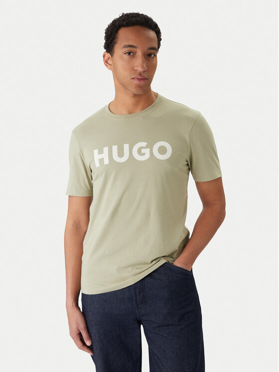 HUGO Тишърт Dulivio 50467556 Зелен Regular Fit цвят на ниска цена