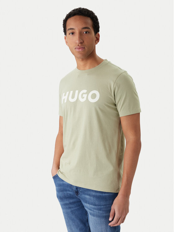 HUGO Тишърт Dulivio 50467556 Зелен Regular Fit цвят на ниска цена