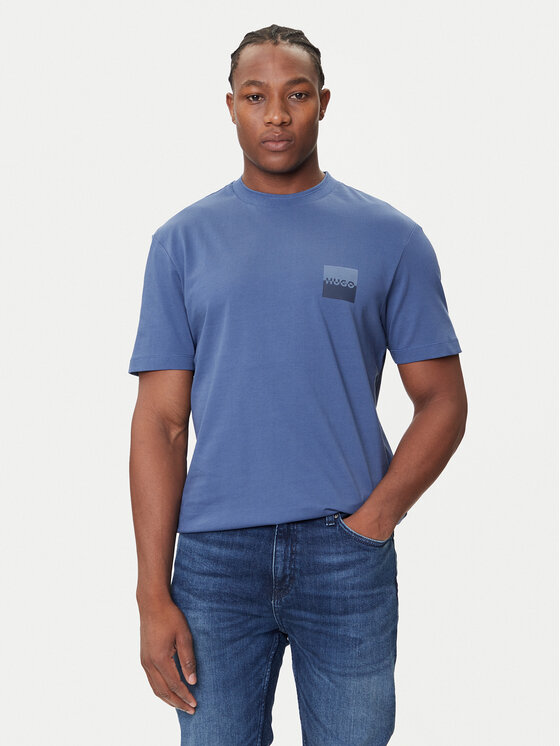 HUGO Тишърт Dusplito 50542816 Син Relaxed Fit цвят на ниска цена