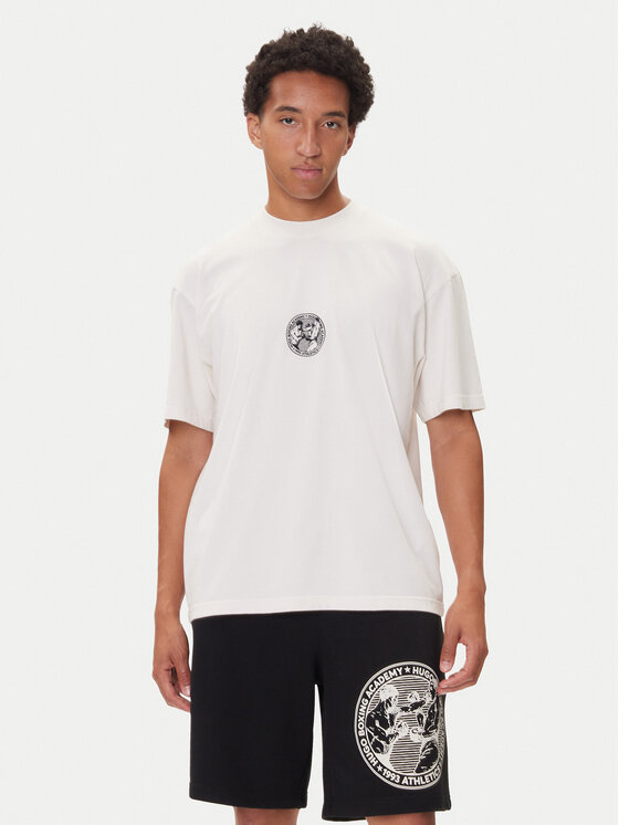 HUGO Тишърт Dwresto 50542366 Бял Regular Fit цвят на ниска цена