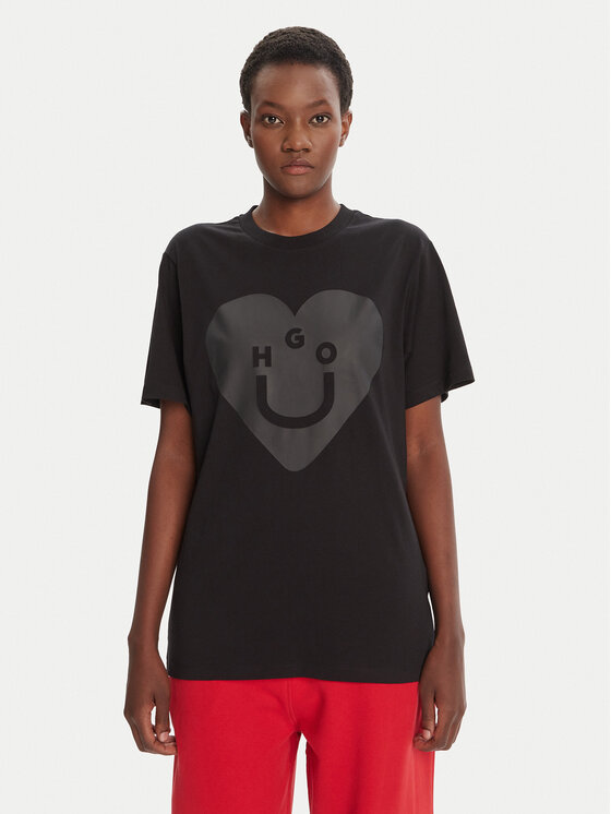 HUGO Тишърт Vintage 50545053 Черен Loose Fit цвят на ниска цена