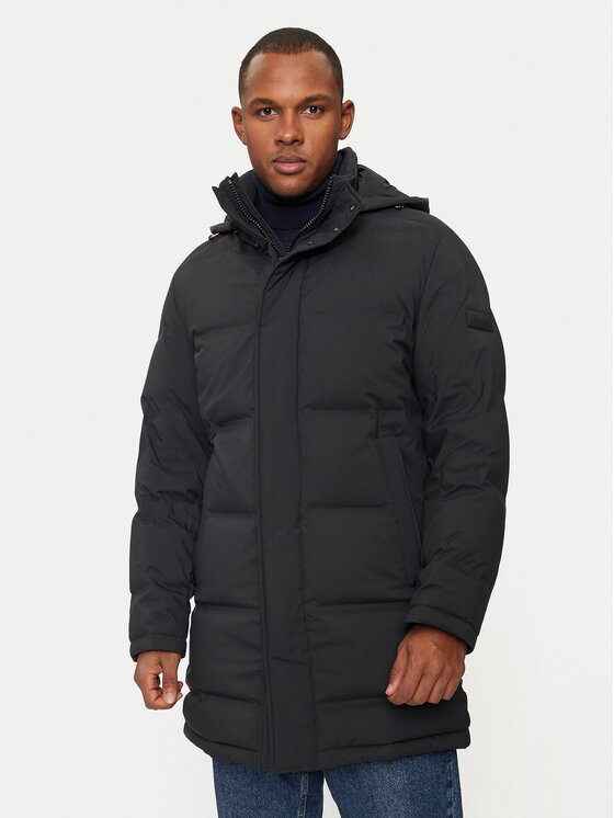 Hechter Paris Пухено яке 45017 142205 Черен Regular Fit цвят на ниска цена