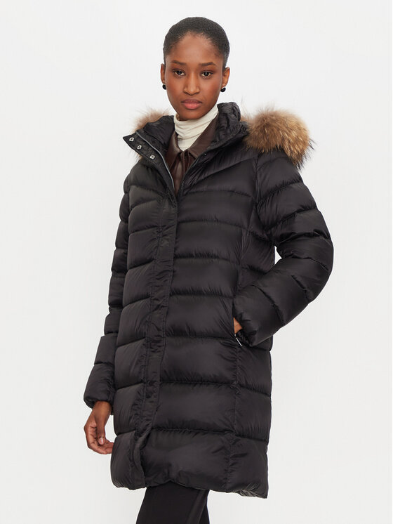 Hetregó Пухено яке Leonie 8N603M Черен Regular Fit цвят на ниска цена