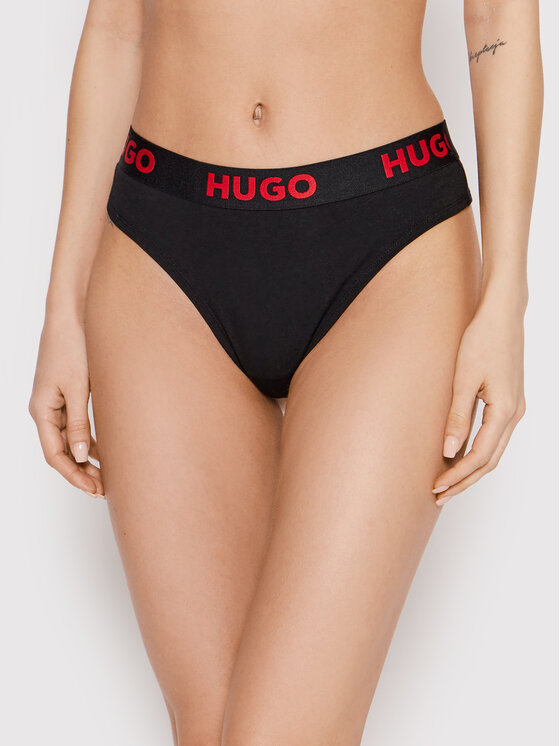Hugo Бикини тип прашка Thong Sporty Logo 50469651 Черен цвят на ниска цена