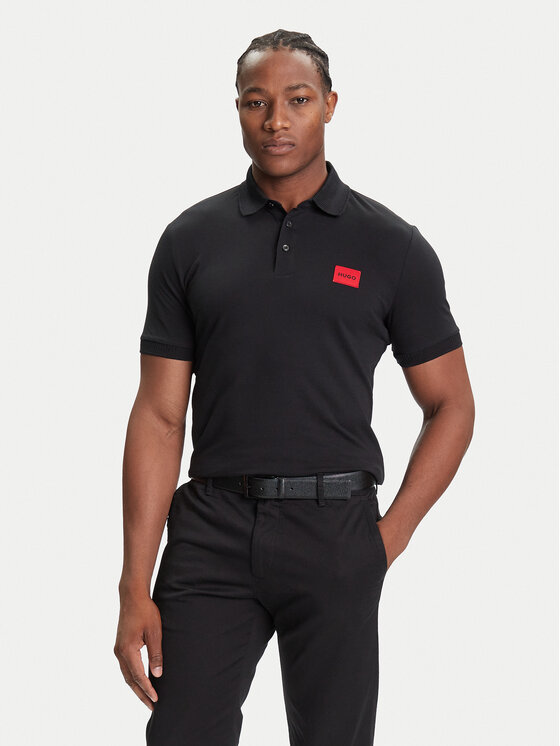 Hugo Тениска с яка и копчета Dereso222 50466202 Черен Slim Fit цвят на ниска цена