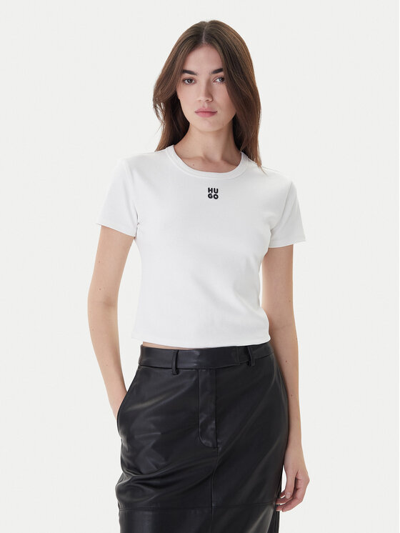 Hugo Тишърт Delanor 50512000 Бял Slim Fit цвят на ниска цена