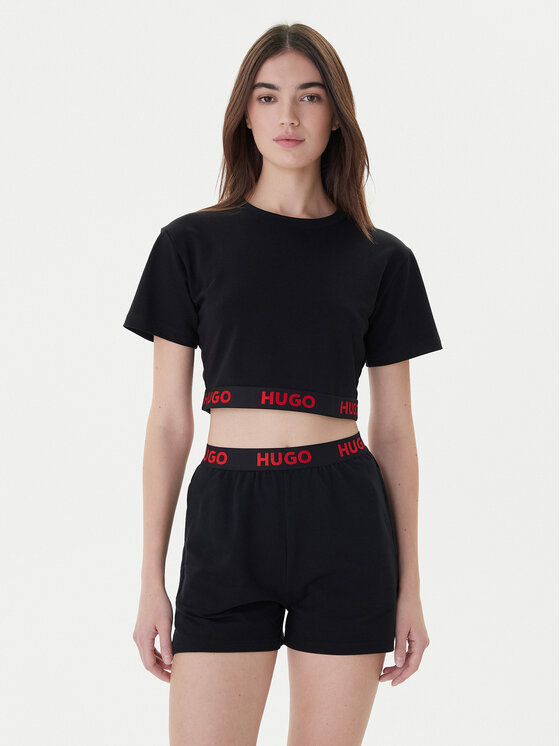 Hugo Тишърт Logo 50520497 Черен Relaxed Fit цвят на ниска цена