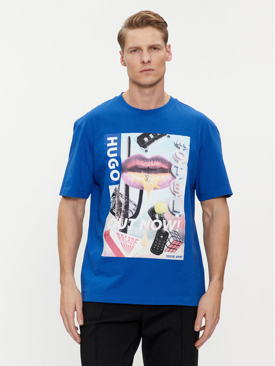 Hugo Тишърт Narcado 50513316 Син Relaxed Fit цвят на ниска цена