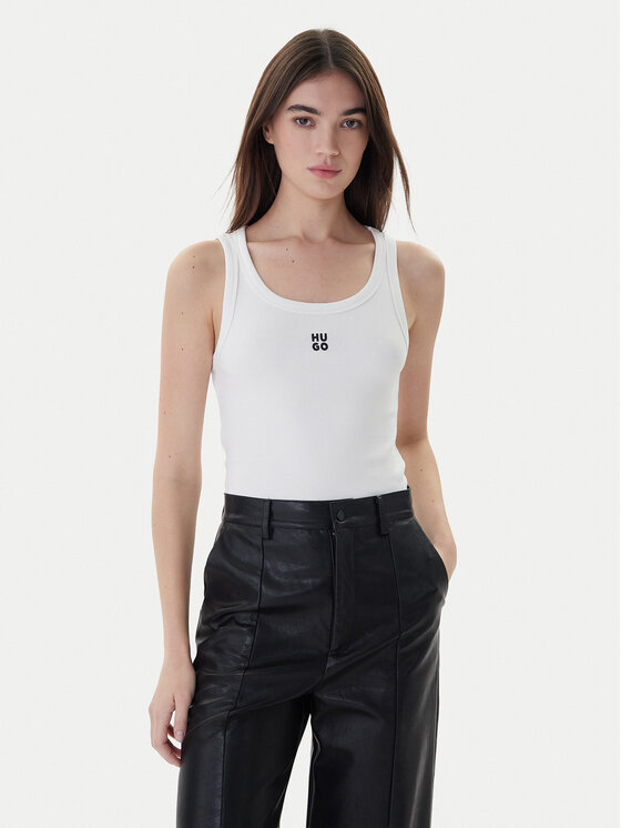 Hugo топ Datamia 50514489 Бял Slim Fit цвят на ниска цена