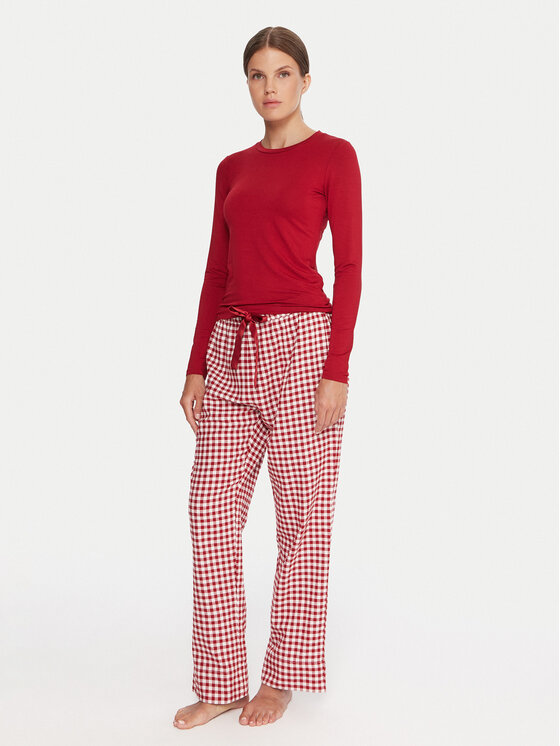 Hunkemöller Пижама 302780 Червен Regular Fit цвят на ниска цена