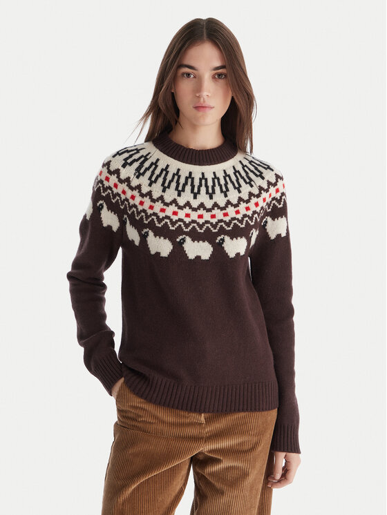 Hunter Пуловер Ashie HARW0074251 Кафяв Regular Fit цвят на ниска цена