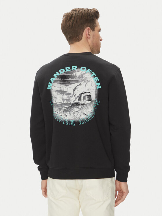 Hunter Суитшърт May HARM0058251 Черен Relaxed Fit цвят на ниска цена