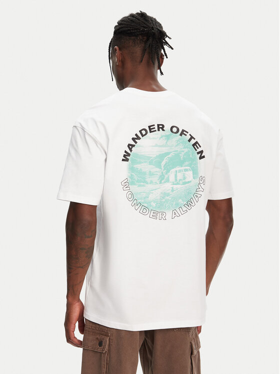 Hunter Тишърт Rasputin HARM0057251 Бял Relaxed Fit цвят на ниска цена