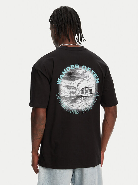 Hunter Тишърт Rasputin HARM0057251 Черен Relaxed Fit цвят на ниска цена