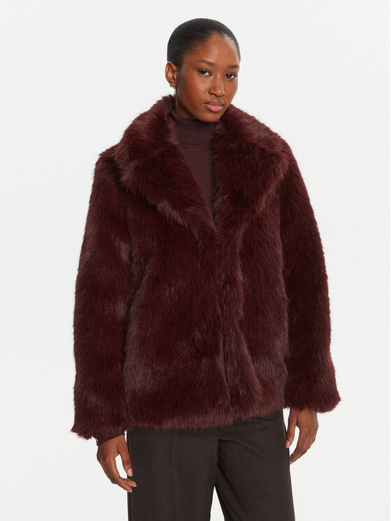 ICONA Кожено палто Cappotti RI5LE012 Бордо Regular Fit цвят на ниска цена