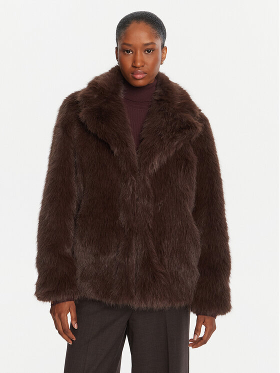 ICONA Кожено палто Cappotti RI5LE012 Кафяв Regular Fit цвят на ниска цена