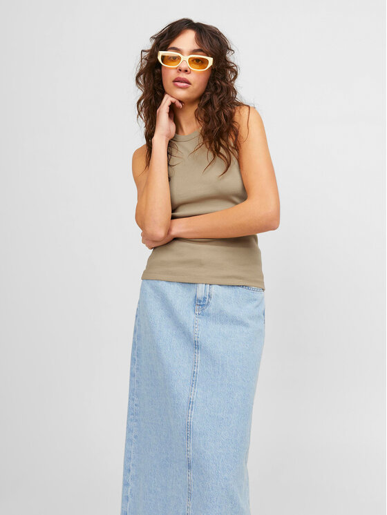 JJXX топ 12224661 Бежов Rib Fit цвят на ниска цена