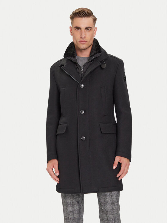 JOOP! Вълнено палто 17 JC-36Mikos 30048430 Черен Regular Fit цвят на ниска цена