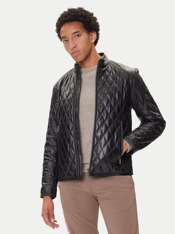 JOOP! Кожено яке 17 Boys 1500150 80000851 Черен Regular Fit цвят на ниска цена