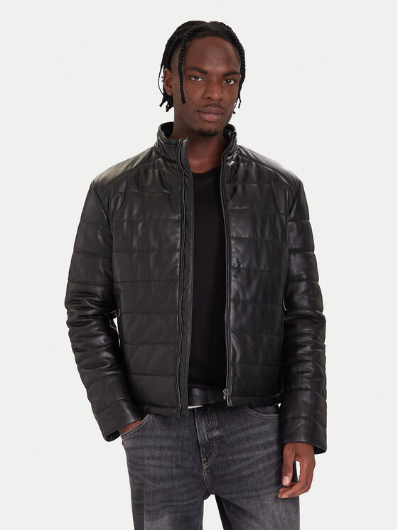 JOOP! Кожено яке 262001980000867 Черен Regular Fit цвят на ниска цена