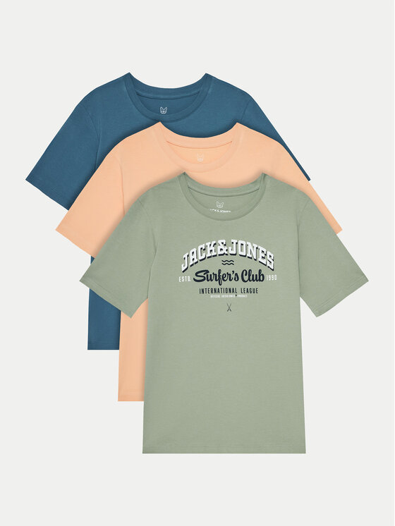 Jack & Jones Junior Комплект тениски JJelogo Tee Ss O-Neck 12278395 Цветен Regular Fit цвят на ниска цена