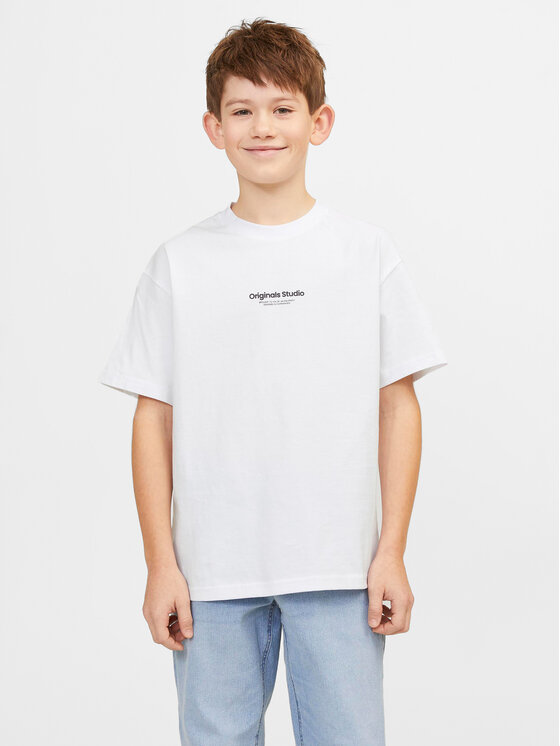Jack & Jones Junior Тишърт Vesterbro 12242827 Бял Loose Fit цвят на ниска цена