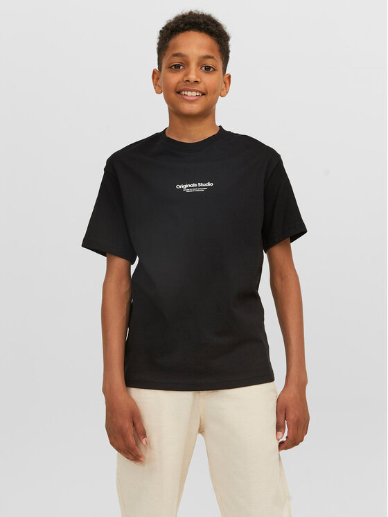 Jack & Jones Junior Тишърт Vesterbro 12242827 Черен Loose Fit цвят на ниска цена