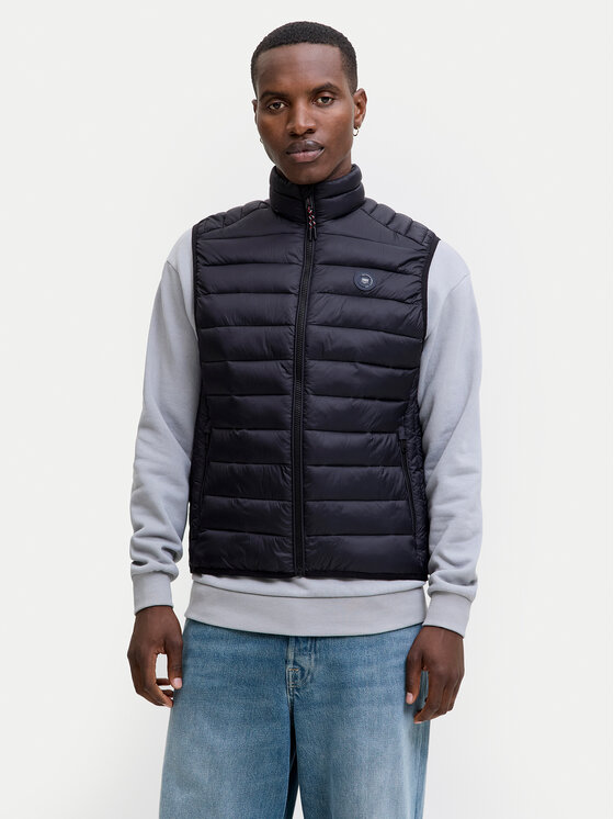 Jack & Jones Елек Bradley 12280973 Черен Regular Fit цвят на ниска цена