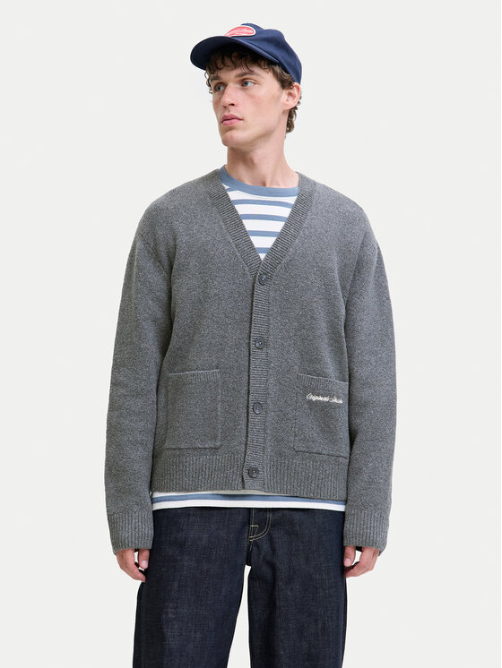 Jack & Jones Кардиган Norrebro 12282732 Сив Loose Fit цвят на ниска цена