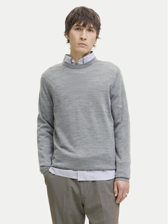 Jack & Jones Пуловер Merino 12216817 Сив Regular Fit цвят на ниска цена