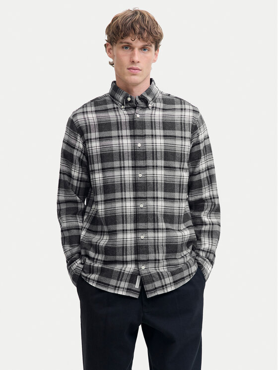 Jack & Jones Риза Blubarkley 12286224 Сив Regular Fit цвят на ниска цена