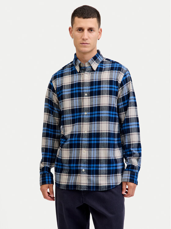 Jack & Jones Риза Blubarkley 12286224 Тъмносин Regular Fit цвят на ниска цена