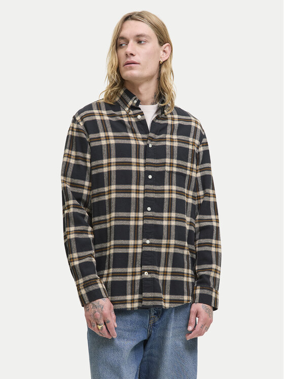Jack & Jones Риза Classic Flannel 12278406 Черен Regular Fit цвят на ниска цена