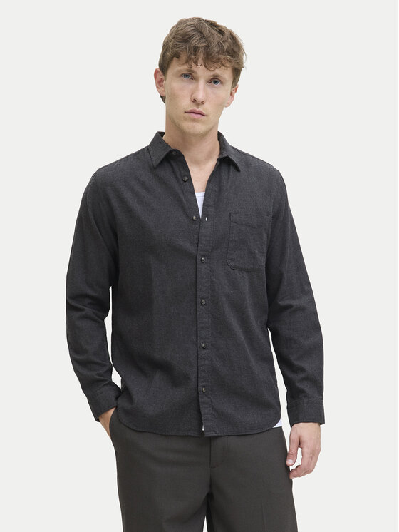 Jack & Jones Риза Classic Melange 12278416 Сив Regular Fit цвят на ниска цена