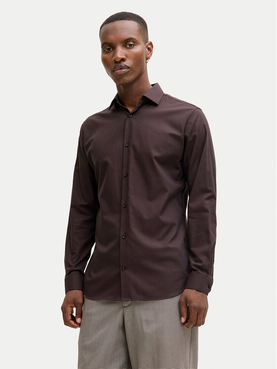 Jack & Jones Риза Parker 12227385 Бордо Slim Fit цвят на ниска цена