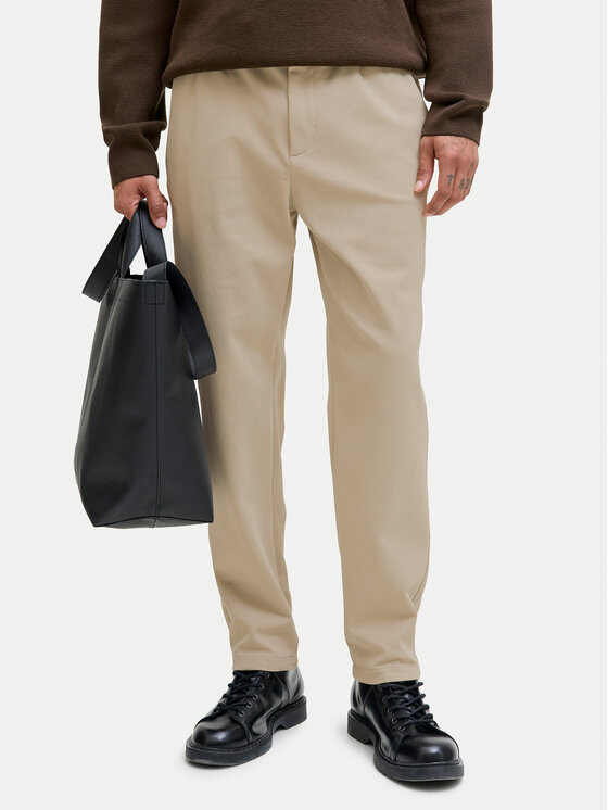 Jack & Jones Текстилни панталони Ace Neo 12282533 Бежов Tapered Fit цвят на ниска цена