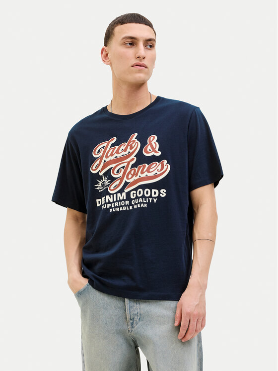 Jack & Jones Тишърт Logo 12279535 Тъмносин Standard Fit цвят на ниска цена