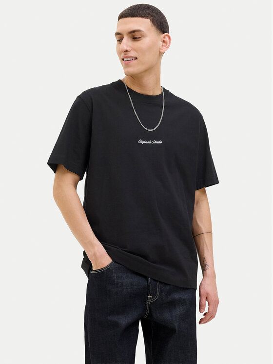 Jack & Jones Тишърт Norrebro 12282892 Черен Relaxed Fit цвят на ниска цена