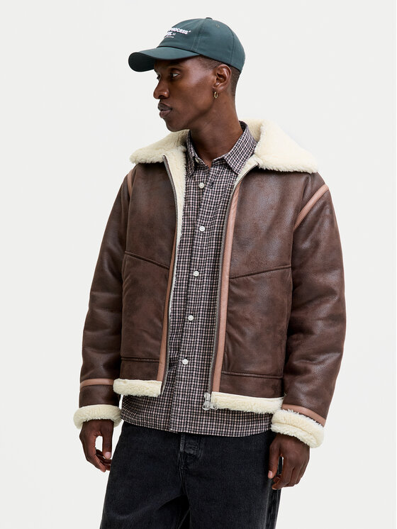 Jack & Jones Яке от имитация на кожа Liverpool 12282948 Кафяв Regular Fit цвят на ниска цена