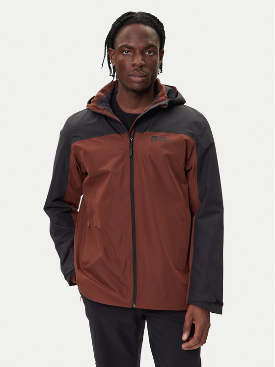 Jack Wolfskin Outdoor яке Taubenberg 3in1 1115311 Кафяв Regular Fit цвят на ниска цена