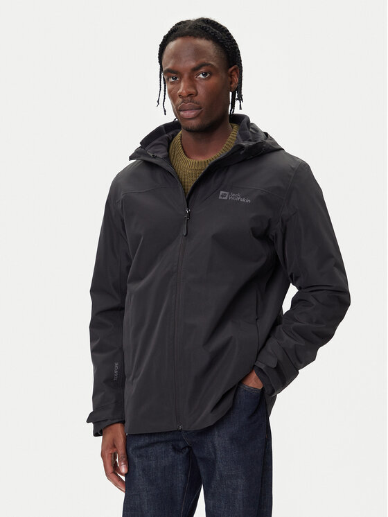 Jack Wolfskin Outdoor яке Taubenberg 3in1 1115311 Черен Regular Fit цвят на ниска цена